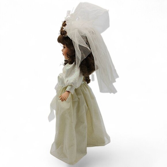 Collectors Choice Porcelain Bride Doll 16" With Stand - Picture 2 of 6